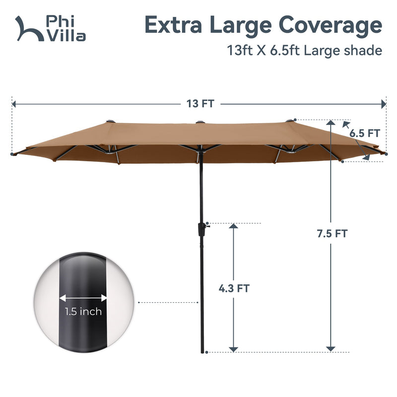PHI VILLA 13ft Double-Sided Outdoor Large Umbrella