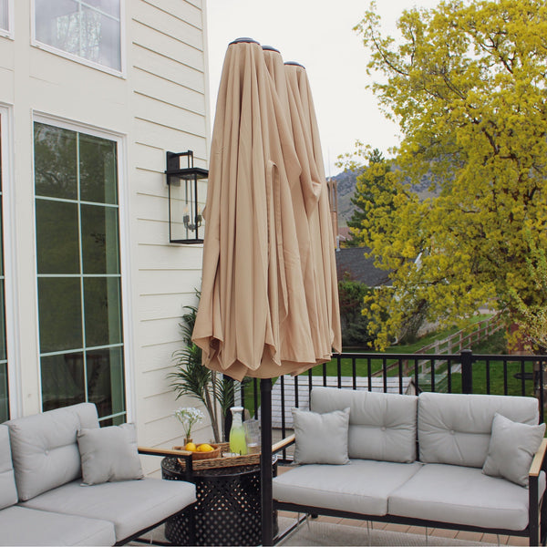 13ft Double-Sided Outdoor Umbrella with Adjustable Crank