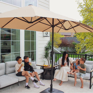 13ft Double-Sided Outdoor Umbrella with Adjustable Crank