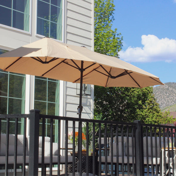 13ft Double-Sided Outdoor Umbrella with Adjustable Crank