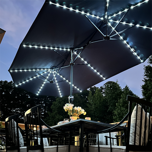 13ft Solar Double-Sided Patio Twin Umbrella with Led Lights