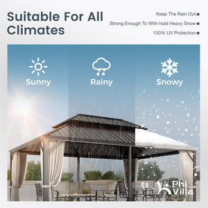 14'x20' Outdoor Hardtop Gazebo with Galvanized Steel Roof and Mosquito Net