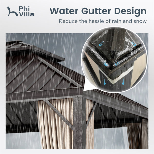 14'x20' Outdoor Hardtop Gazebo with Galvanized Steel Roof and Mosquito Net