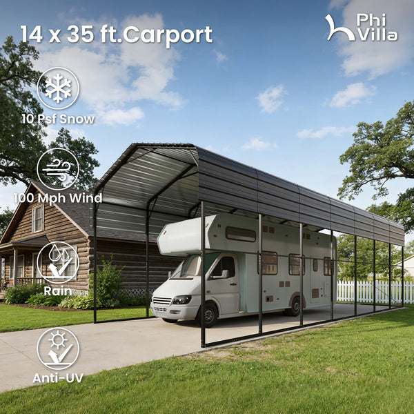 Phi Villa 14x35FT Metal RV and Camper Carports