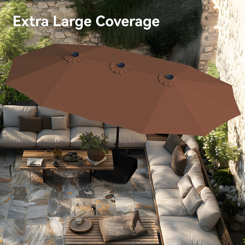 PHI VILLA 15ft Double-Sided Patio Extra Large Twin Umbrella