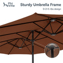 PHI VILLA 15ft 11-Color Double-Sided Patio Extra Large Twin Umbrella