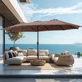 PHI VILLA 15ft Double-Sided Patio Extra Large Twin Umbrella