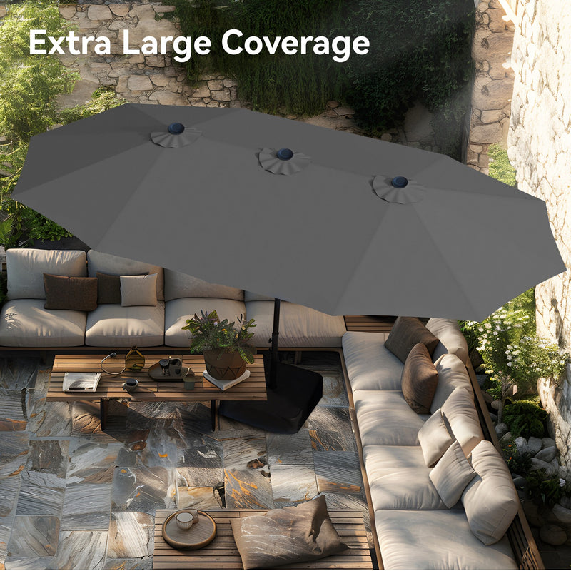 PHI VILLA 15ft Double-Sided Patio Extra Large Twin Umbrella