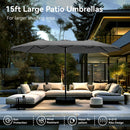 PHI VILLA 15ft Double-Sided Patio Extra Large Twin Umbrella