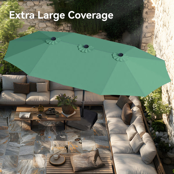 15ft Double-Sided Patio Extra Large Twin Umbrella with Base 15ft Double-Sided Patio Extra Large Twin Umbrella with Base