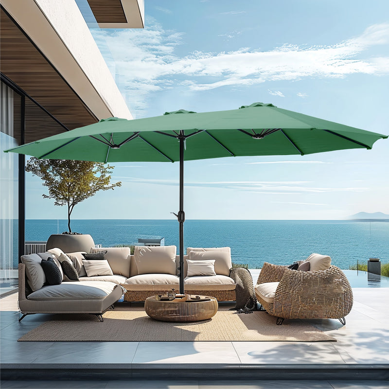 PHI VILLA 15ft Double-Sided Patio Extra Large Twin Umbrella