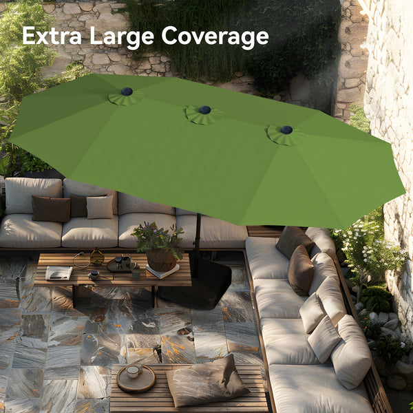 15ft Double-Sided Patio Extra Large Twin Umbrella with Base 15ft Double-Sided Patio Extra Large Twin Umbrella with Base
