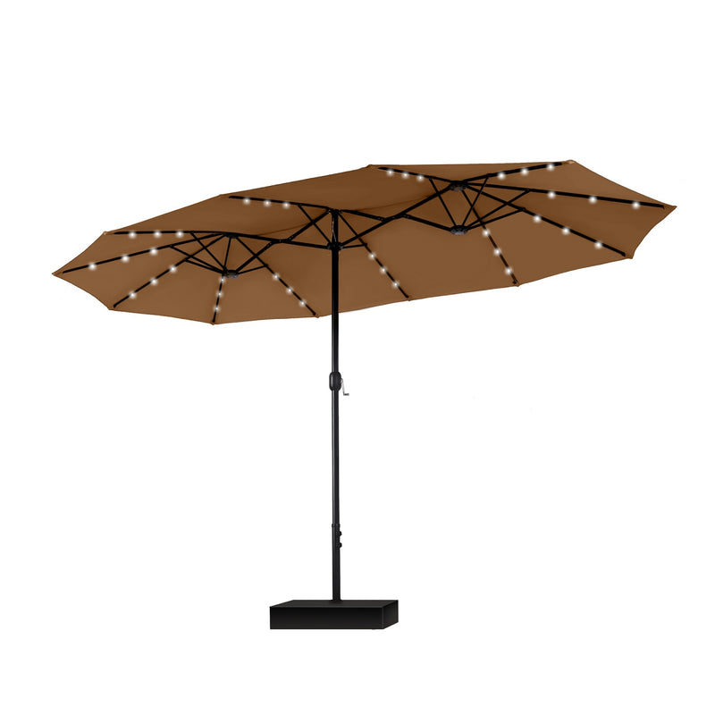 PHI VILLA 15ft Double-Sided Patio Extra Large Umbrella With LED Lights