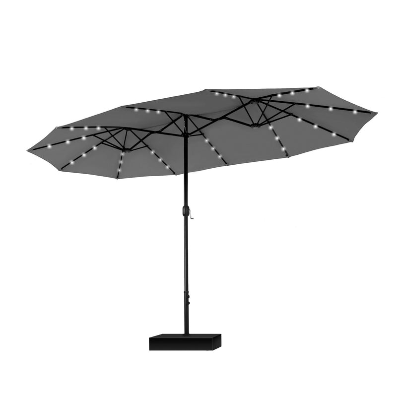 PHI VILLA 15ft 11-Color Double-Sided Patio Extra Large Umbrella With LED Lights