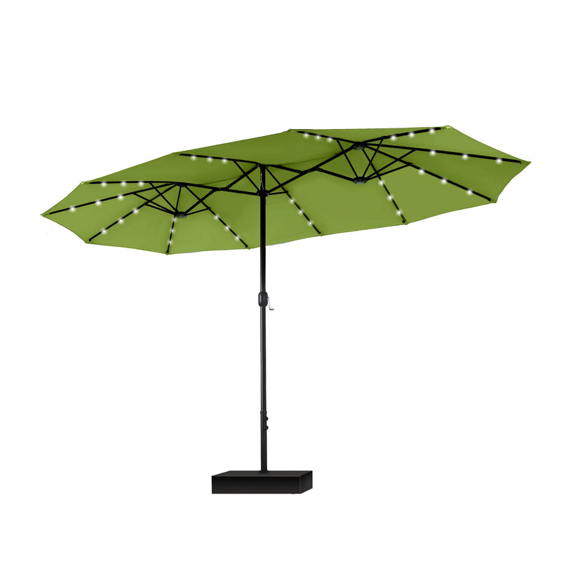 PHI VILLA 15ft Double-Sided Patio Extra Large Umbrella With LED Lights