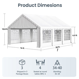 Heavy Duty Party Tent Wedding Event Shelter with Removable Sidewalls