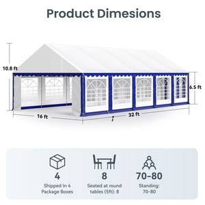 Heavy Duty Party Tent Wedding Event Shelter with Removable Sidewalls