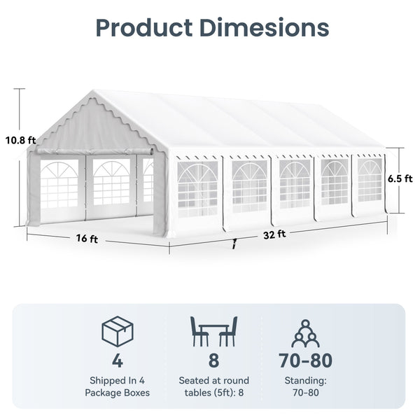 Heavy Duty Party Tent Wedding Event Shelter with Removable Sidewalls