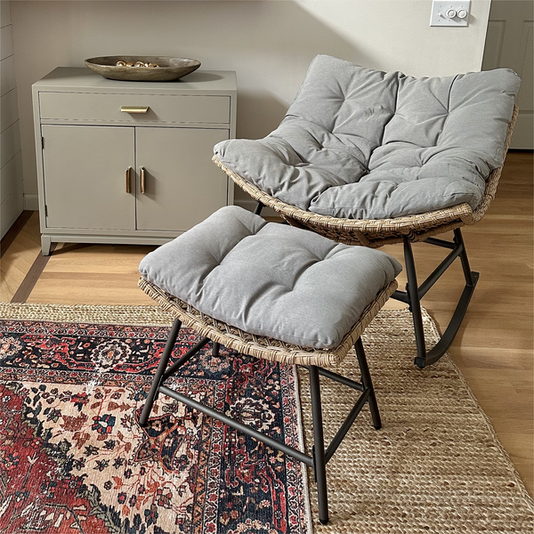 Phi Villa 2-Piece Rattan Lounge Chair with Ottomans