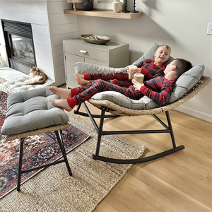 Phi Villa 2-Piece Rattan Lounge Chair with Ottomans