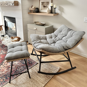 Phi Villa 2-Piece Rattan Lounge Chair with Ottomans