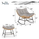 Phi Villa 2-Piece Rattan Lounge Chair with Ottomans