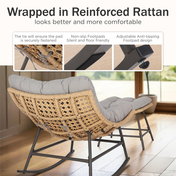 Phi Villa 2-Piece Rattan Lounge Chair with Ottomans