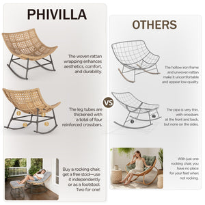 Phi Villa 2-Piece Rattan Lounge Chair with Ottomans