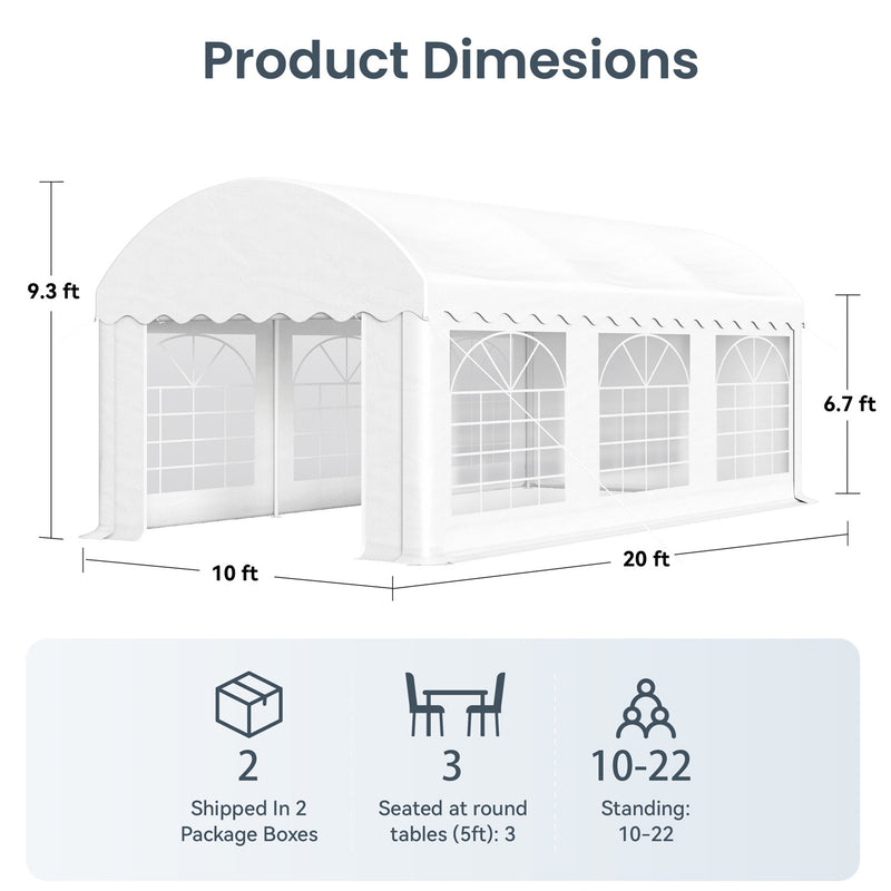 PHI VILLA 20'x10' Patio Heavy Duty Party Tent Large Canopy with Removable Sidewalls for Outdoor Events