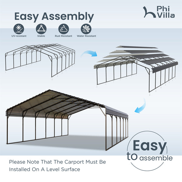 20x30ft Extra-Large 2 Car Metal Carport