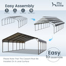 Large 2 Car Metal Carport with Sides -Construction Details