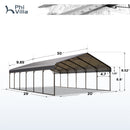 Size detail 20x30ft Extra-Large 2 Car Metal Carport 