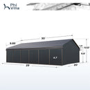 20x30ft Extra-Large 2 Car Metal Carport with Sides-Dimensions detail