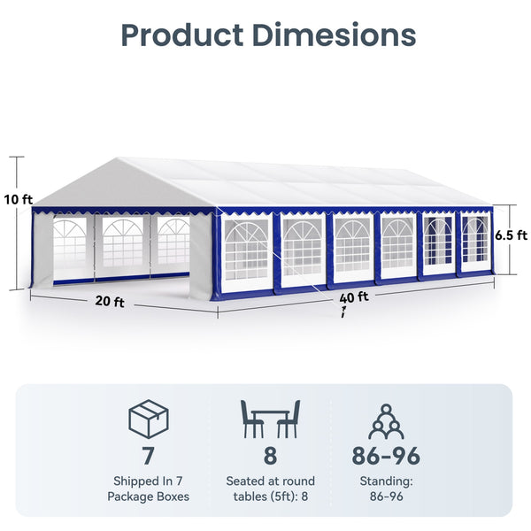 Heavy Duty Party Tent Wedding Event Shelter with Removable Sidewalls