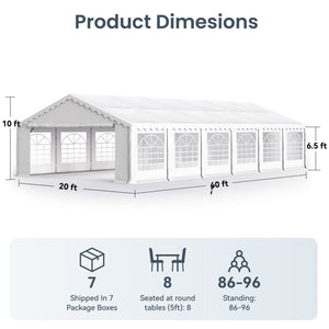 Heavy Duty Party Tent Wedding Event Shelter with Removable Sidewalls