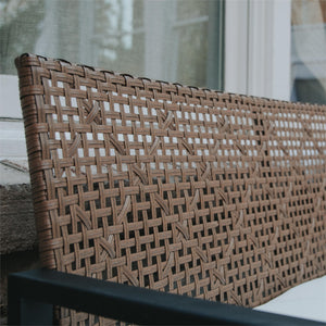 PHI VILLA 4-Piece Patio Conversation Set - Wicker Chairs and Acacia Wood Coffee Table - Modern and Stylish