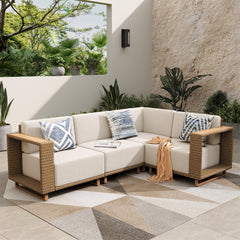 Catalina Modern L-Shaped Patio Modular Sectional Rattan Sofa Set