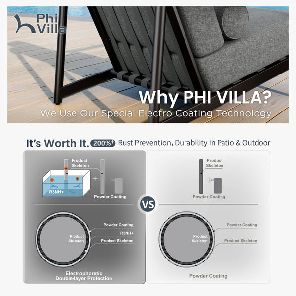 Oversized Modern Outdoor Couch with Leather Armrest and Coffee Table