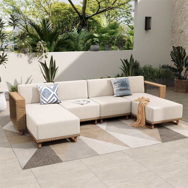 Catalina 4-Seater Modern Rattan Outdoor Conversation Sofa Set