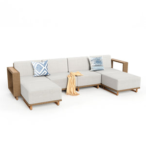 Catalina Modern L-Shaped Patio Modular Sectional Rattan Sofa Set