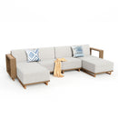 Phi Villa 4-Seater Modern Rattan Outdoor Conversation Sofa set with Wide Armrest and T-shaped Cushions