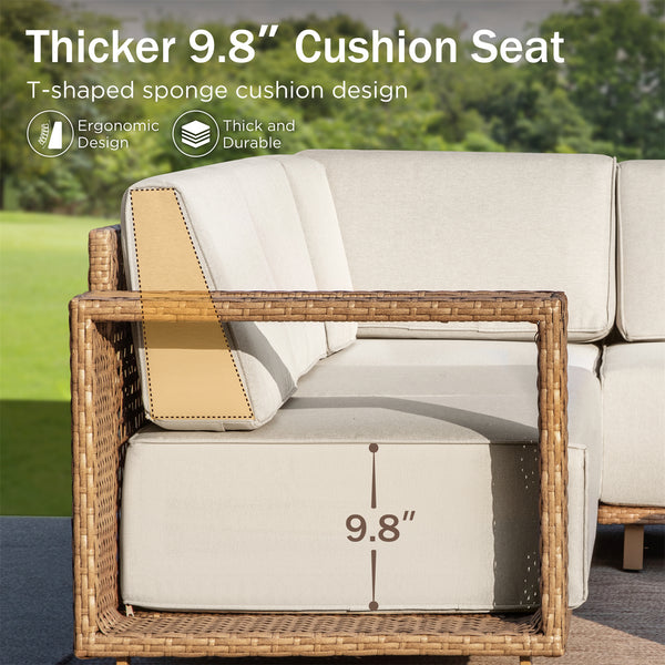 Catalina Modern L-Shaped Patio Modular Sectional Rattan Sofa Set
