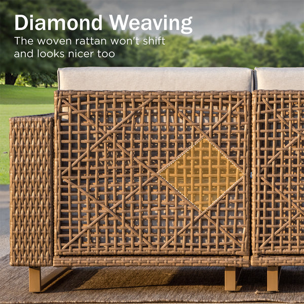 Catalina Modern Swivel Rattan Patio Conversation Sofa Set