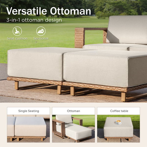 Catalina 6-Seater Modern L-Shaped Patio Sectional Rattan Sofa Set