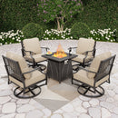 4-Seater Garden Metal Diamond Sofa Set with Fire Pit Table