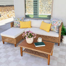 4-Seater Budget-Friendly Bohemian Wicker and Wood Garden Sofa Set