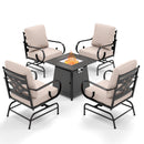 4-Seater Patio Metal Vines Sofa With Square Fire Pit Table