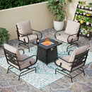 4-Seater Patio Metal Vines Sofa With Square Fire Pit Table