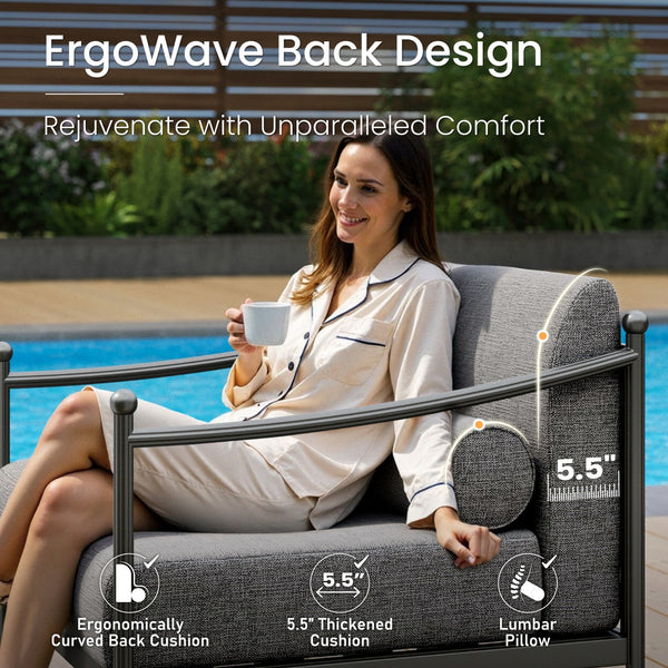 Oversized Aluminum Outdoor Couch with Loveseat and Coffee Table