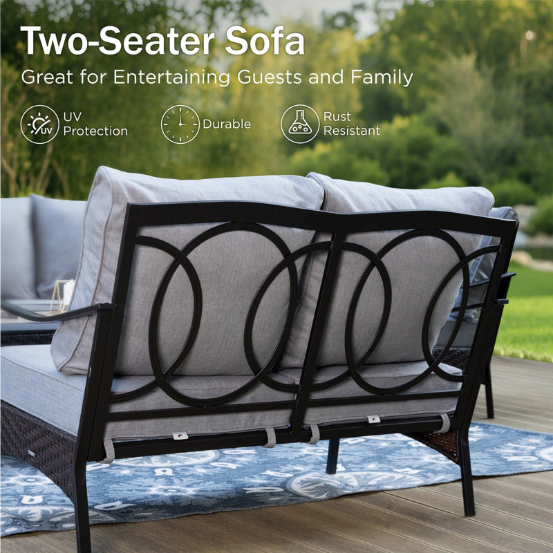 Phi Villa 4-Seater Wicker And Steel Conversation Sofa Set